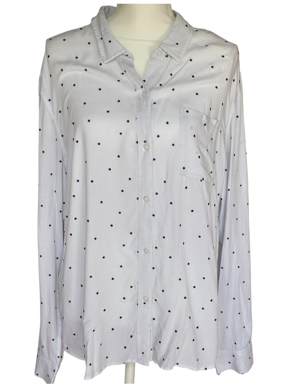 Rails White Rocsi Flocked Long Sleeve Casual Mini Stars Printed Button Up Top XL